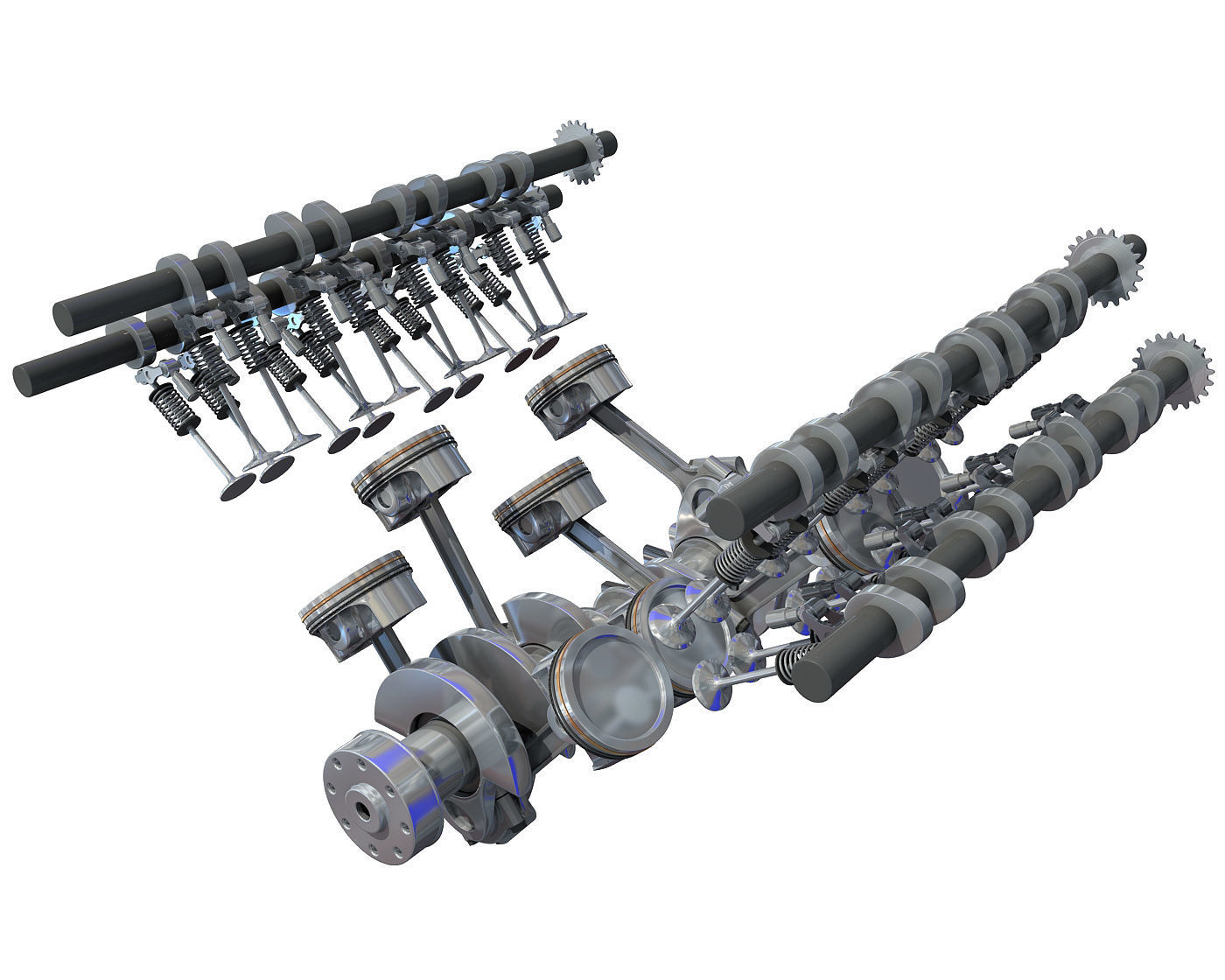 Animated V8 Engine Mechanism Internal Components 3D model_4