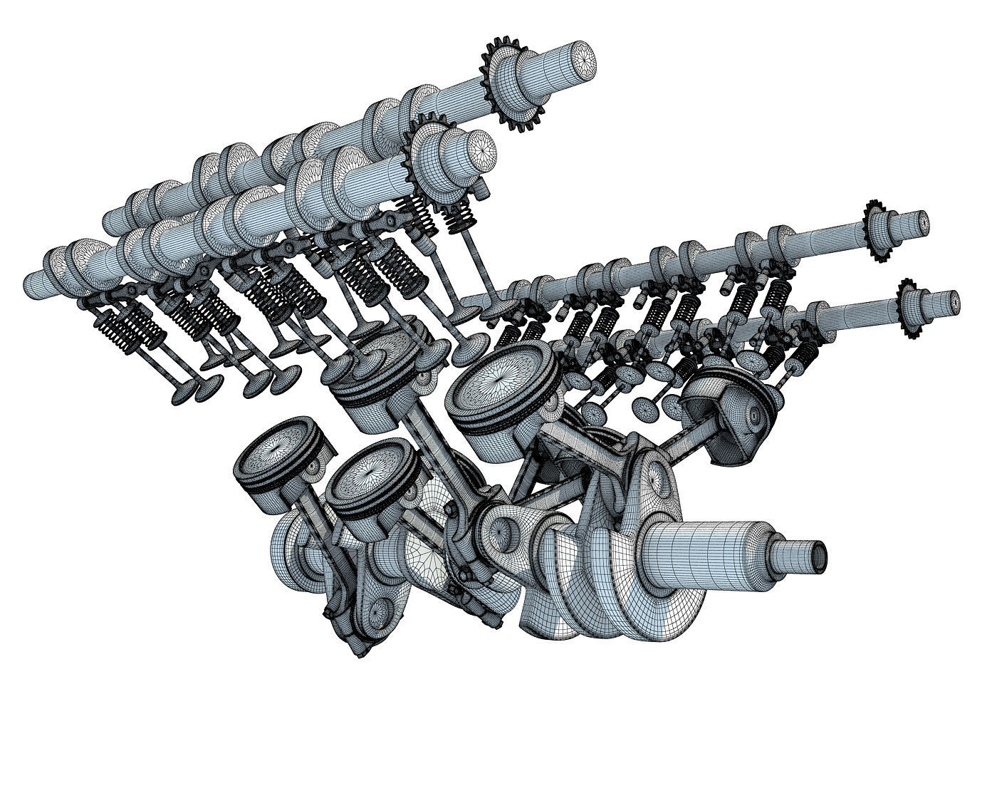 Animated V8 Engine Mechanism Internal Components 3D model_17