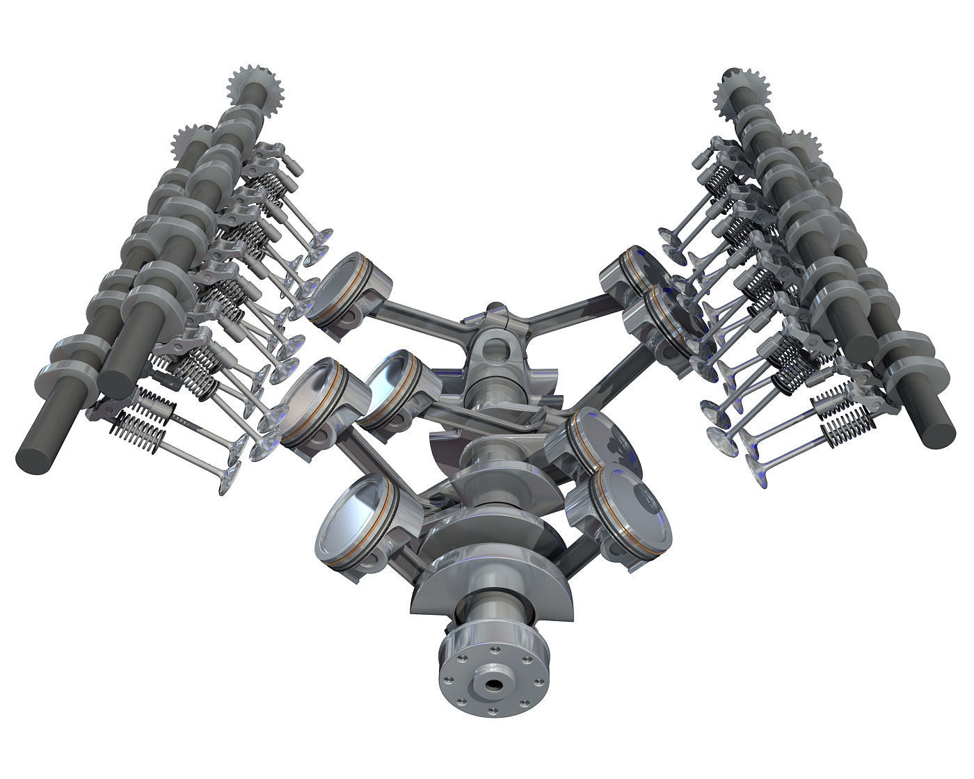 Animated V8 Engine Mechanism Internal Components 3D model_8