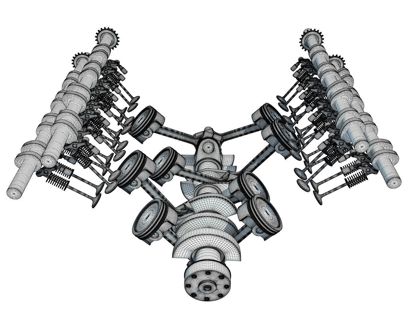 Animated V8 Engine Mechanism Internal Components 3D model_14