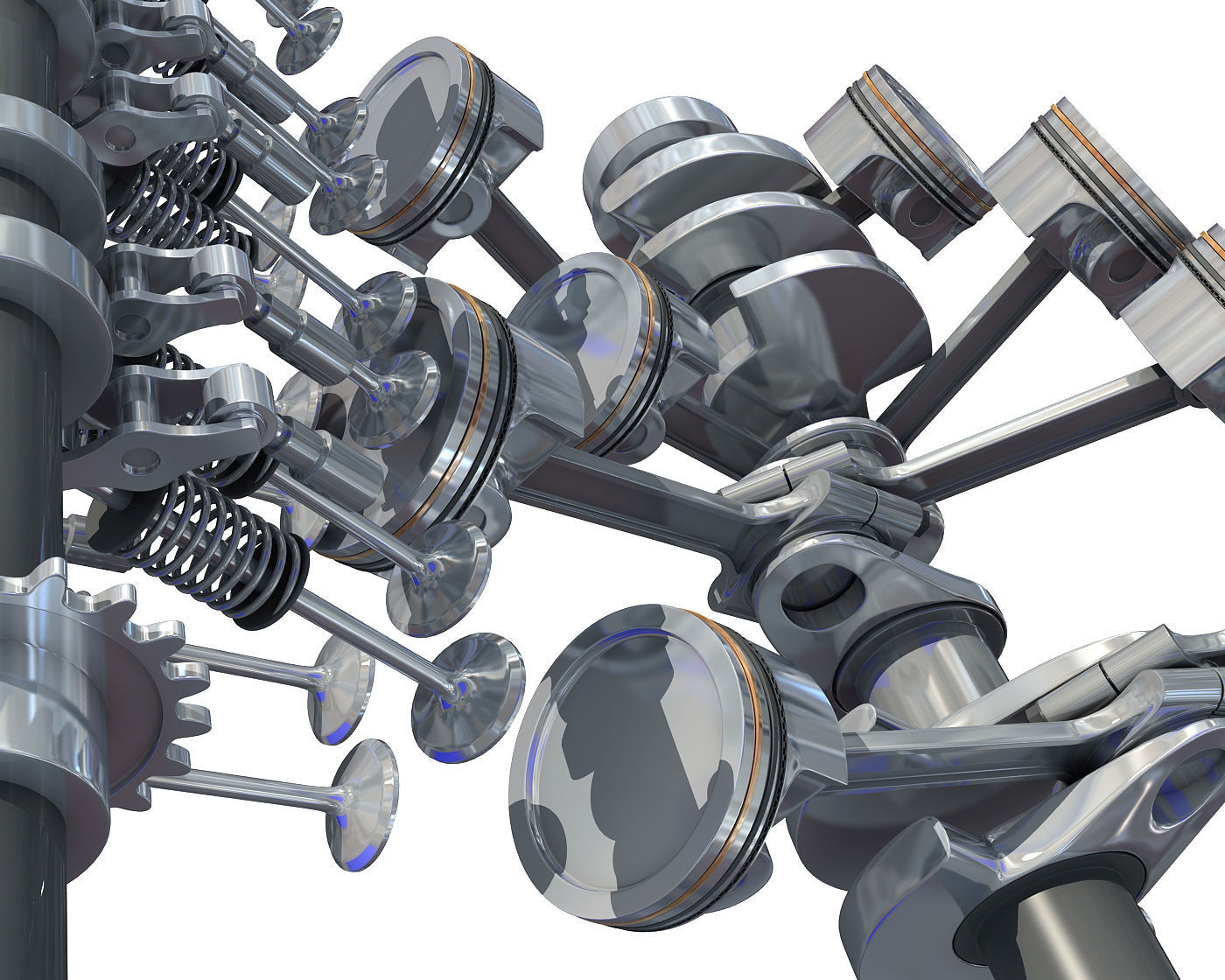 Animated V8 Engine Mechanism Internal Components 3D model_13
