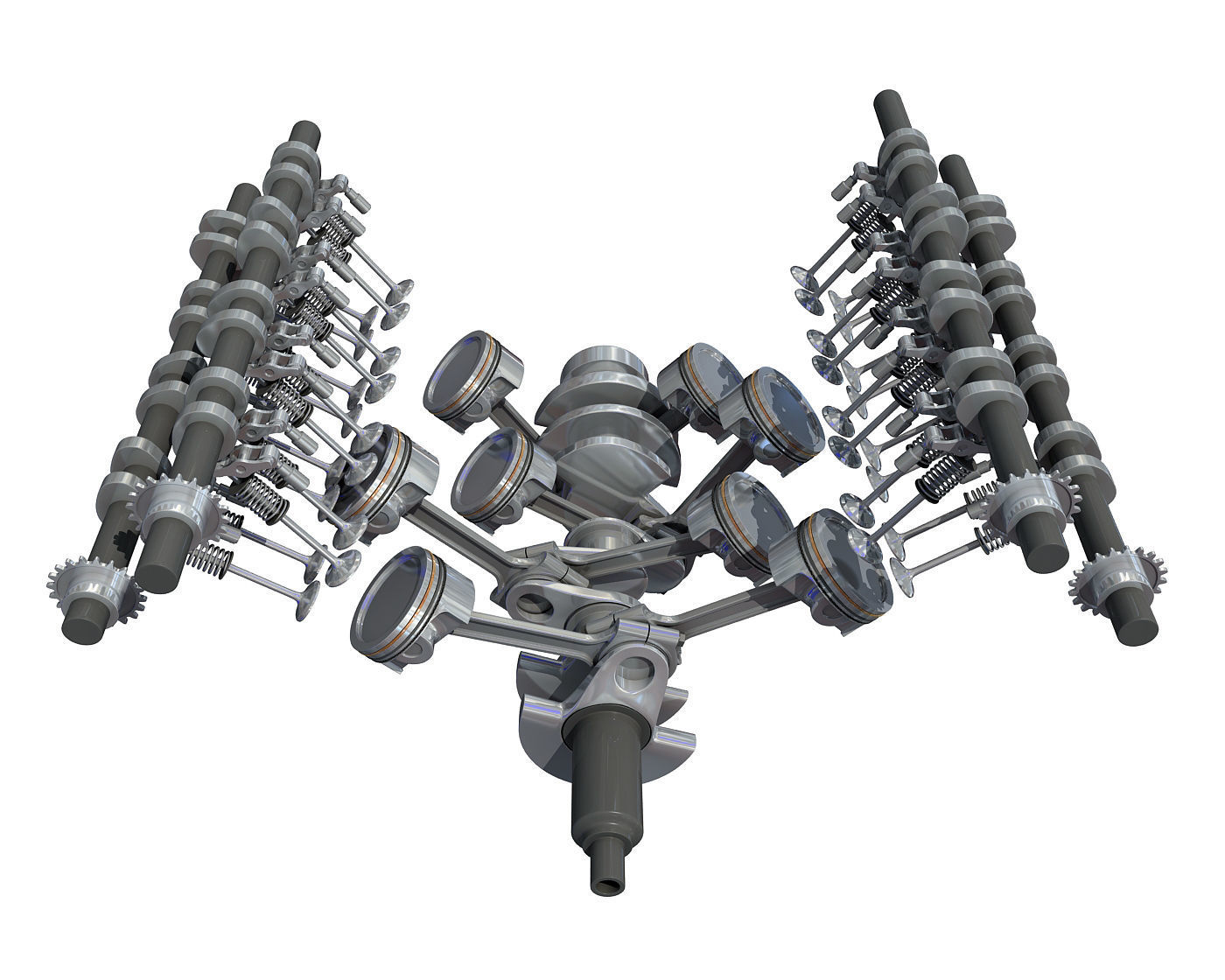 Animated V8 Engine Mechanism Internal Components 3D model_3