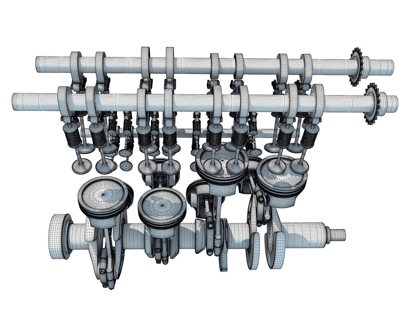 Animated V8 Engine Mechanism Internal Components 3D model_16