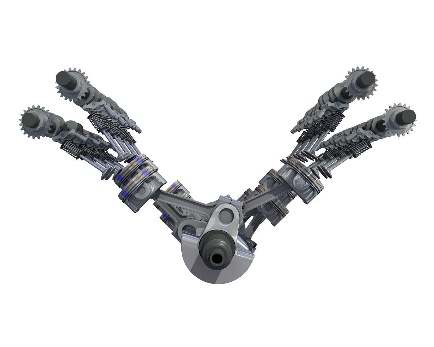Animated V8 Engine Mechanism Internal Components 3D model_7