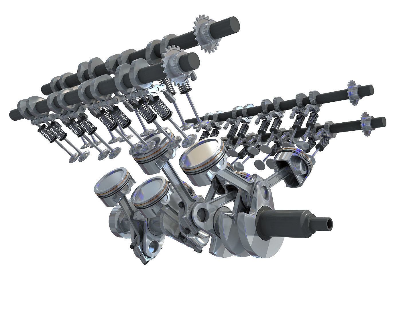 Animated V8 Engine Mechanism Internal Components 3D model_6