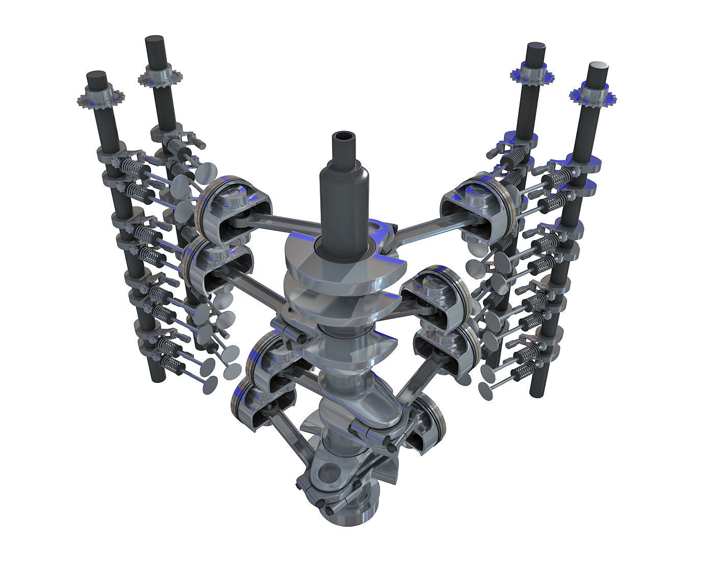 Animated V8 Engine Mechanism Internal Components 3D model_9