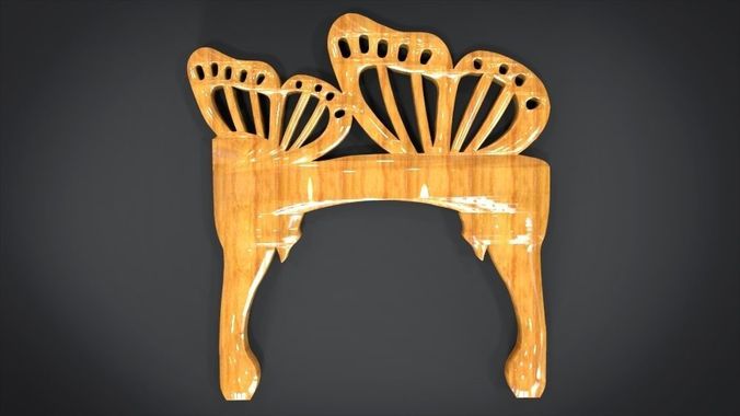 Simple Chair legs Ornament with Butterfly motifs Low-poly 3D model