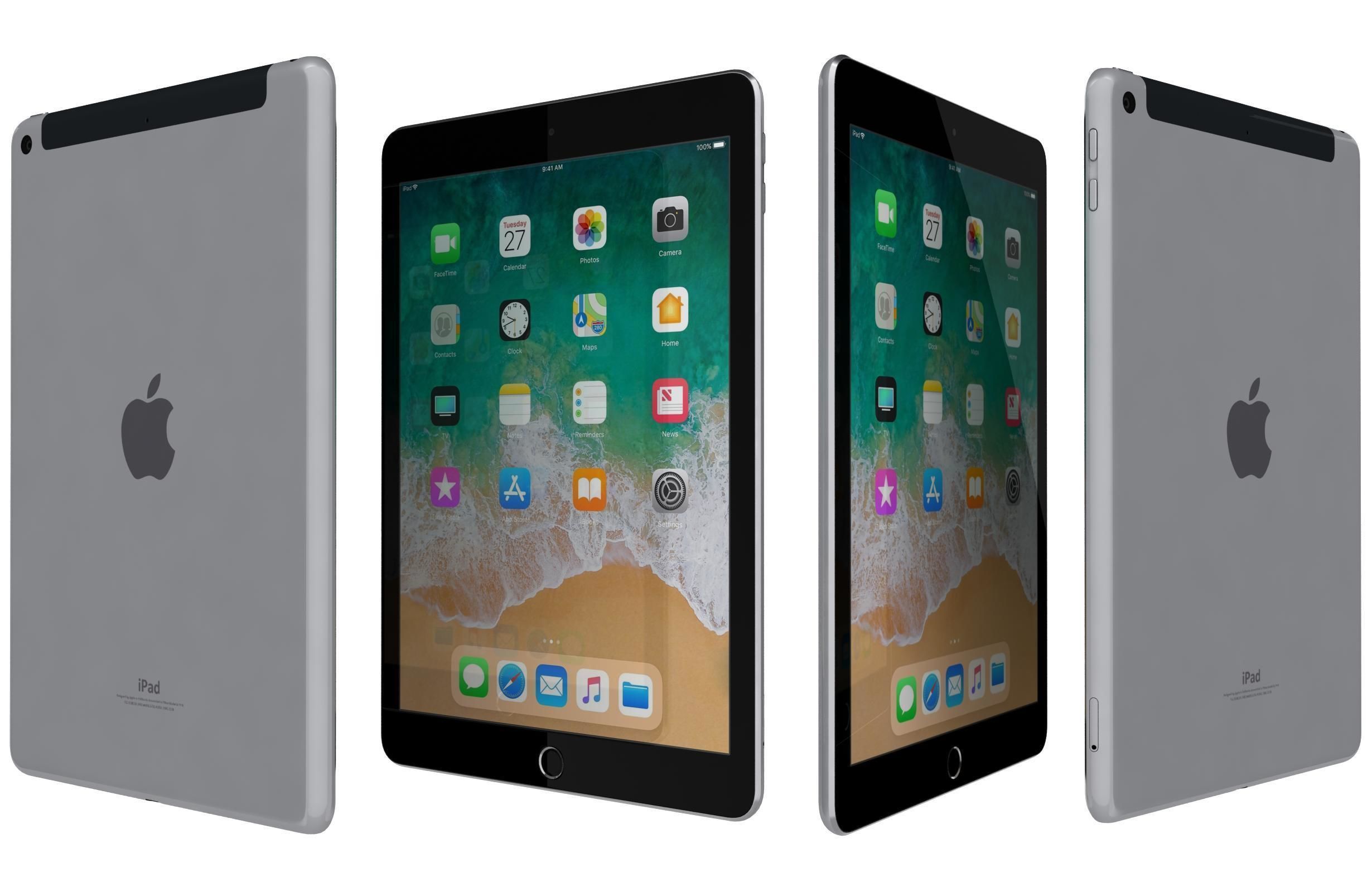 Apple iPad 9 7 2018 WifiCellular All Colors 3D model_1