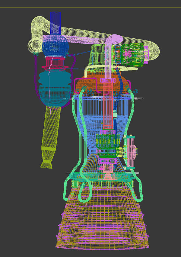 Merlin Rocket Engine SpaceX 3D model_10