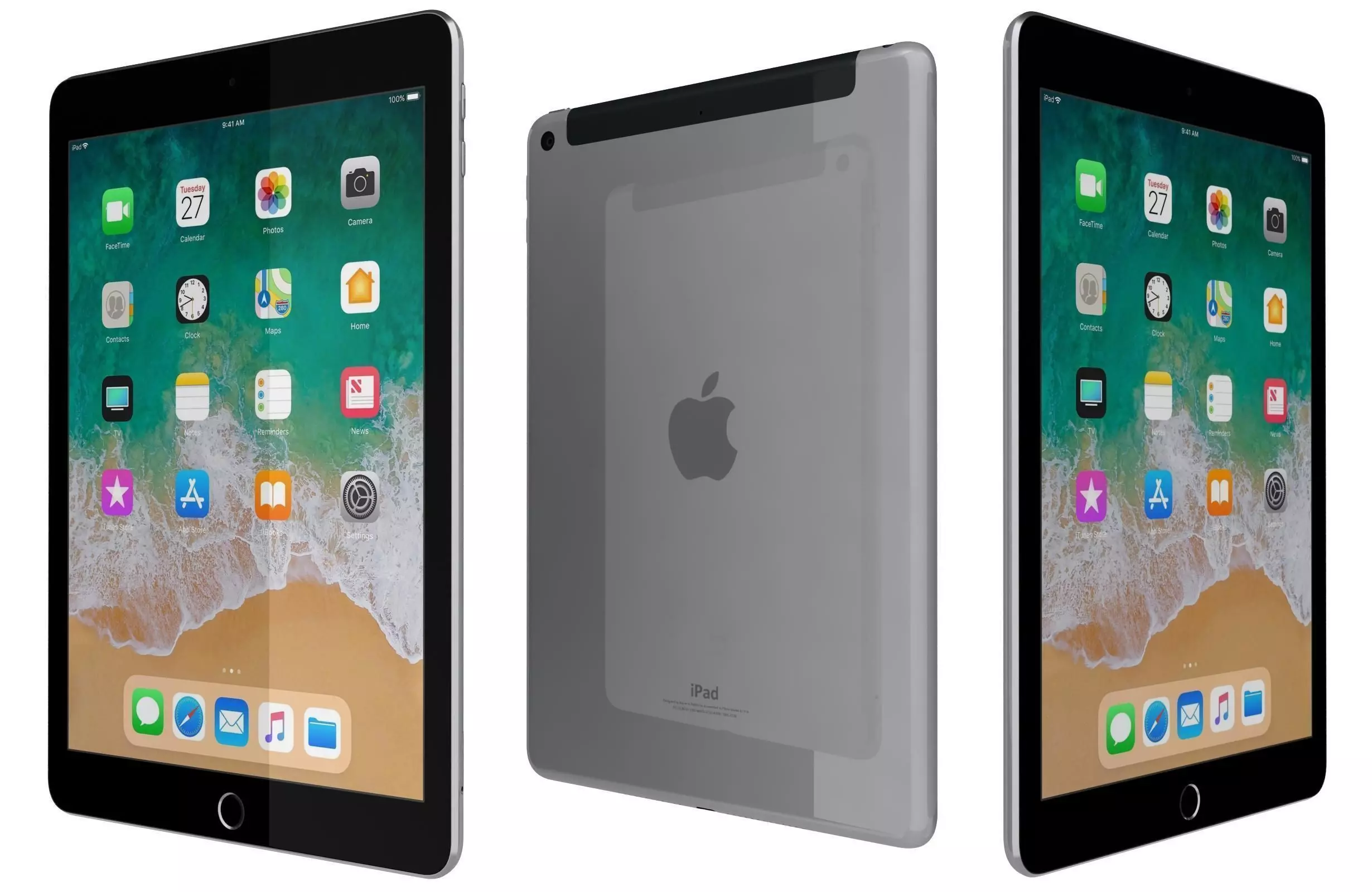 Apple iPad 9 7 2018 WifiCellular Space Gray 3D model_0