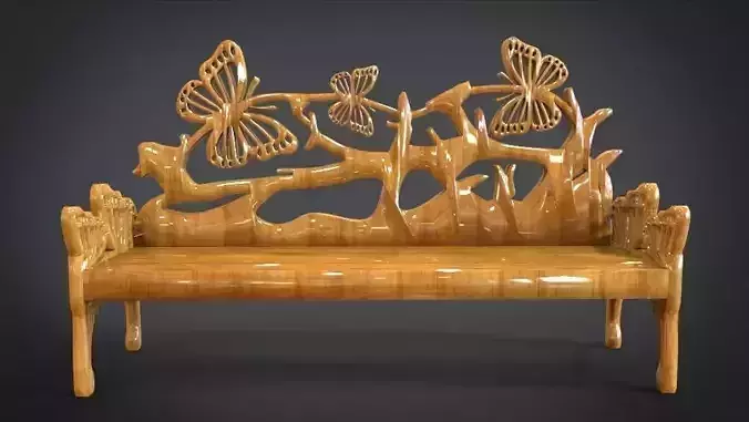 Unique Long Chair with a Butterfly Ornament