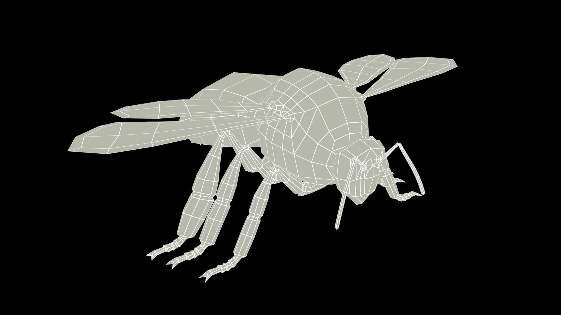 Bumblebee with wings Low-poly 3D model_8