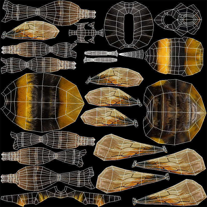 Bumblebee with wings Low-poly 3D model_10