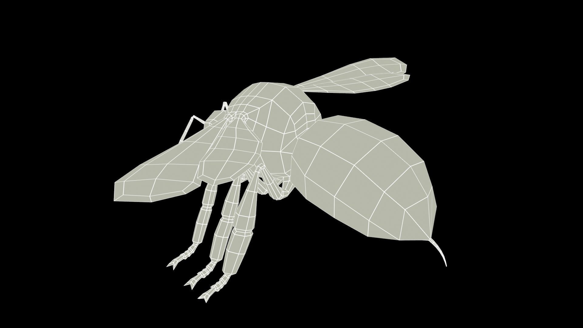 Bumblebee with wings Low-poly 3D model_9