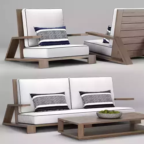 RH Outdoor Olema teak sofa 3D model