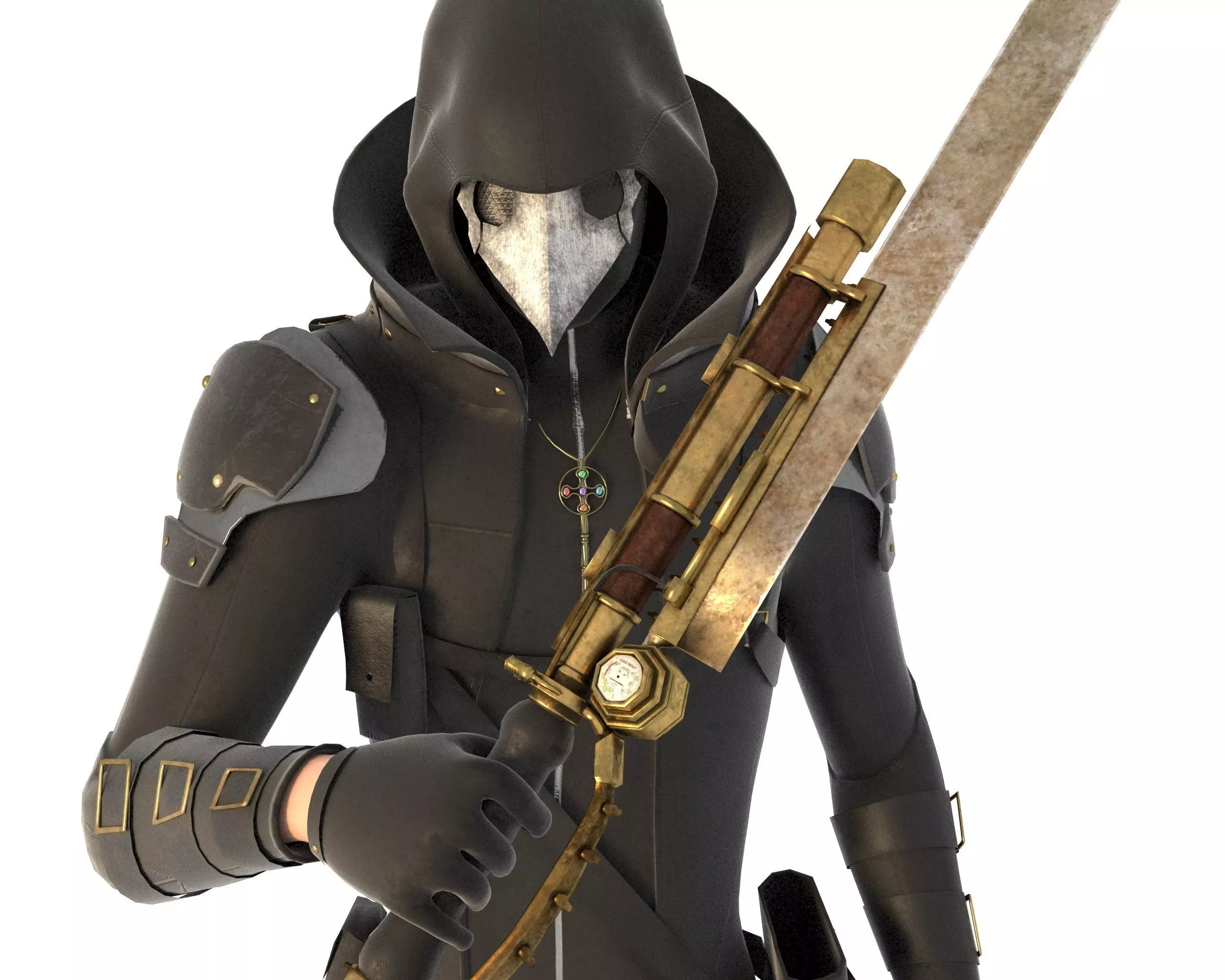 Steampunk Character Low-poly 3D model_0