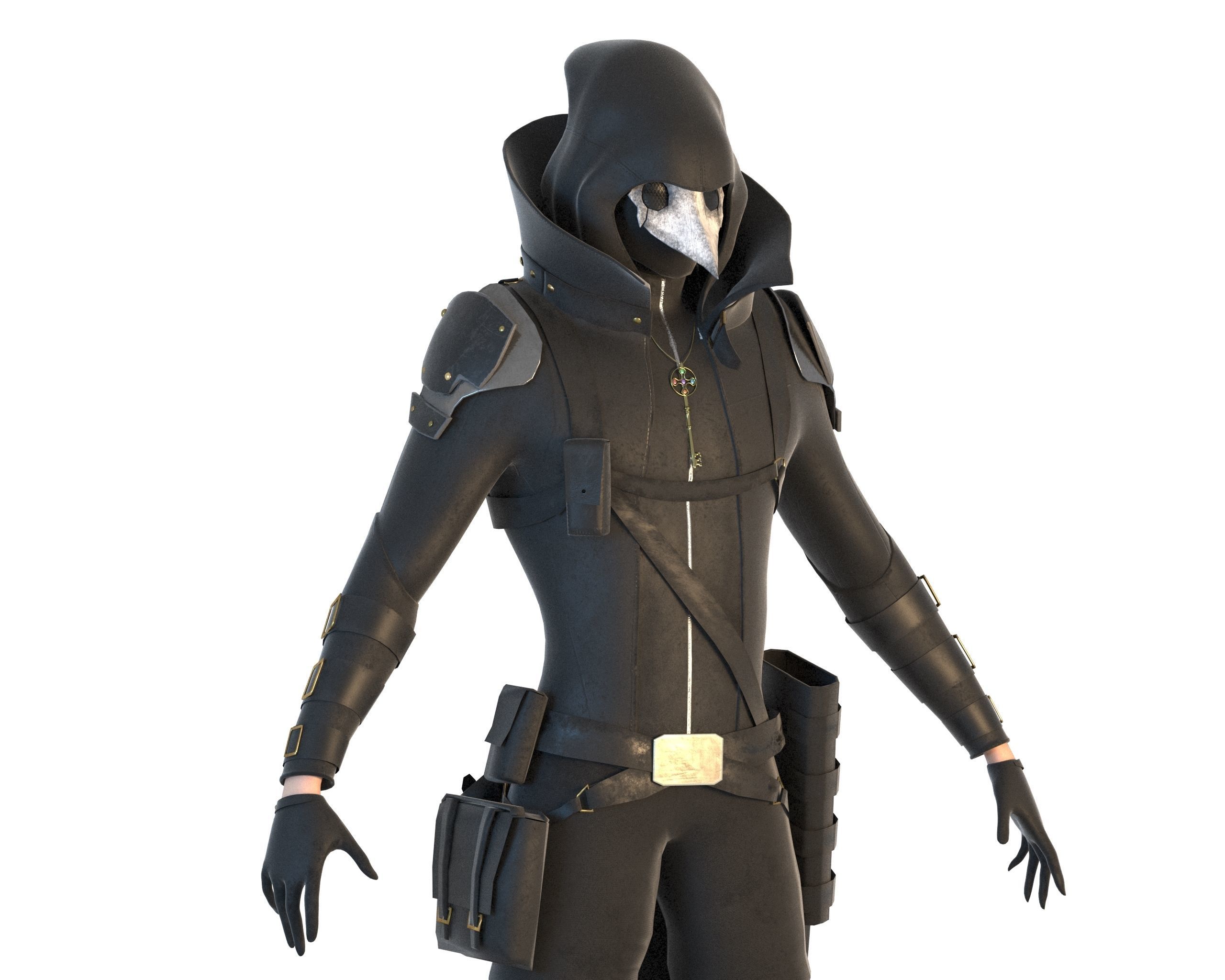 Steampunk Character Low-poly 3D model_10