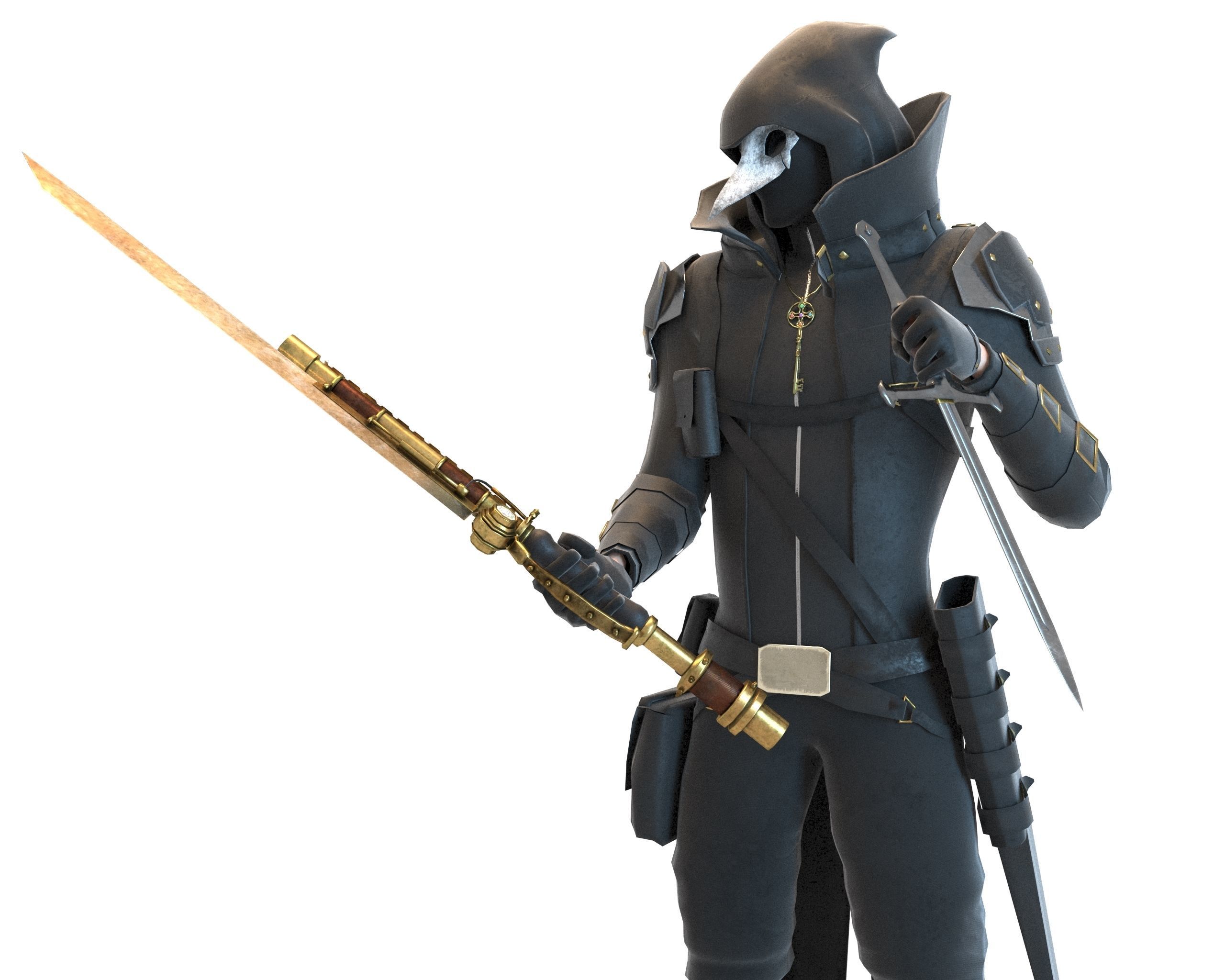 Steampunk Character Low-poly 3D model_48