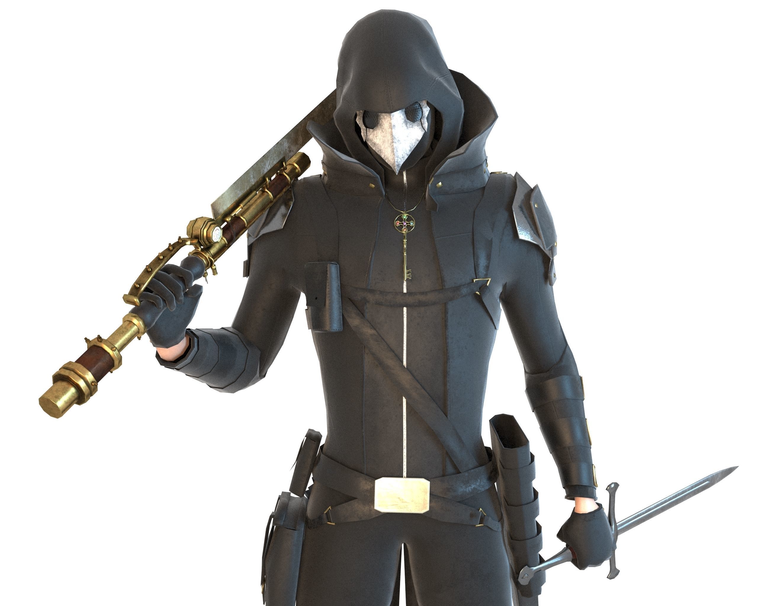 Steampunk Character Low-poly 3D model_50