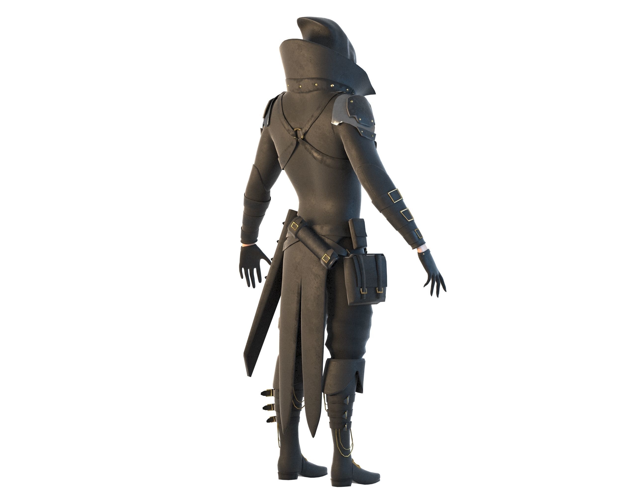 Steampunk Character Low-poly 3D model_7