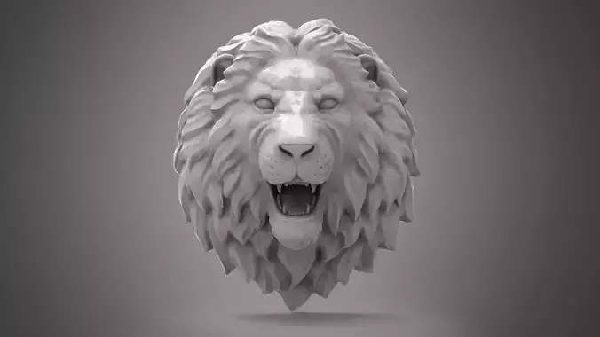 lion head scupture Low-poly 3D model
