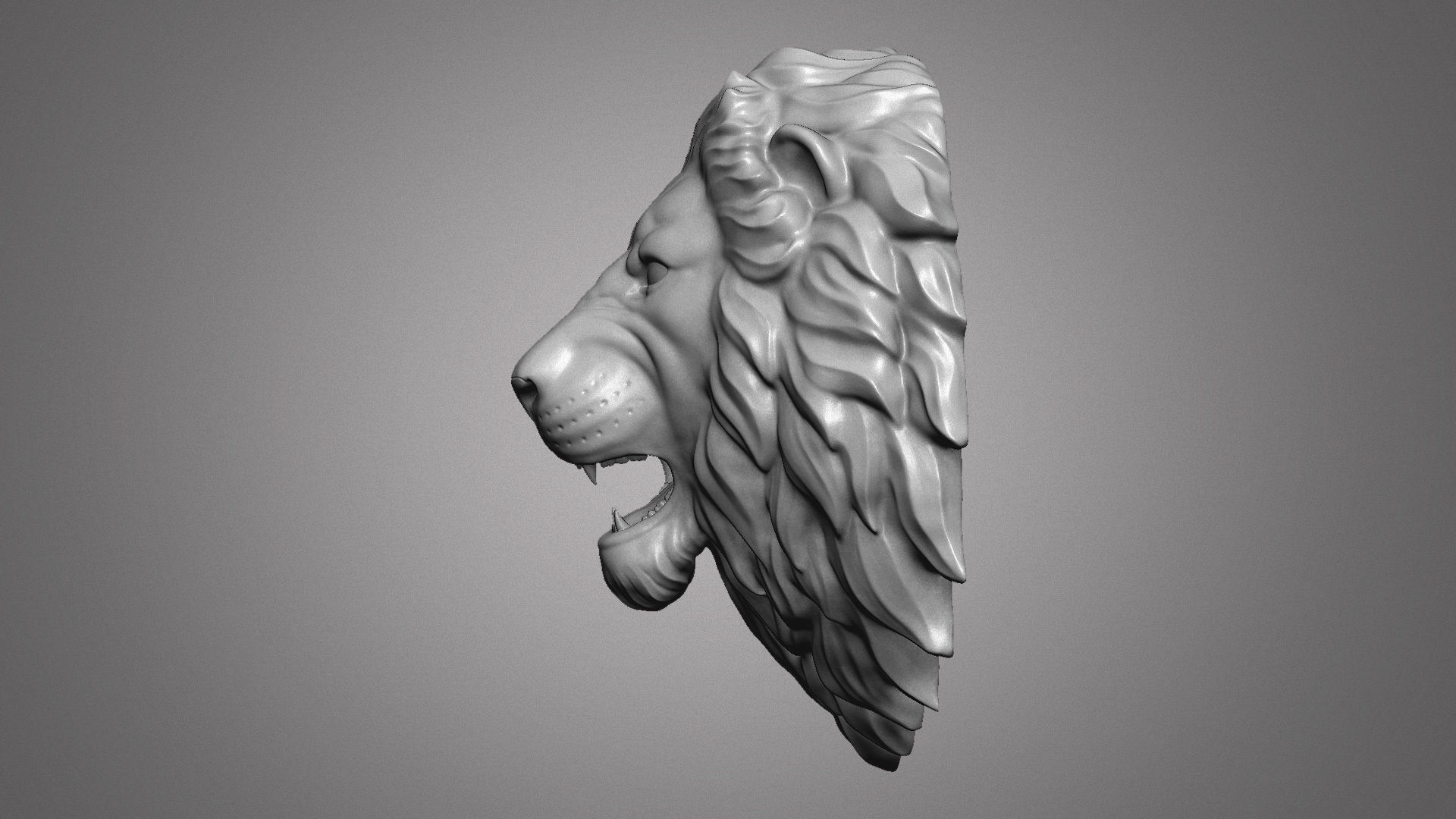 lion head sculpture 3D print model_2