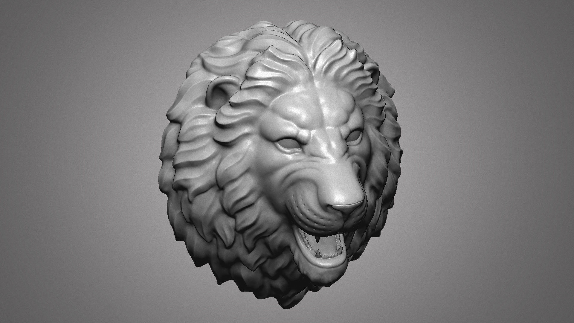 lion head sculpture 3D print model_6