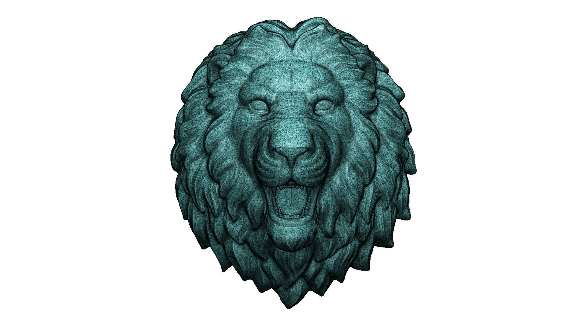 lion head sculpture 3D print model_9