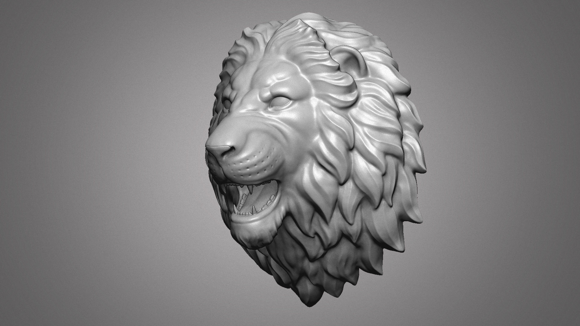 lion head sculpture 3D print model_1