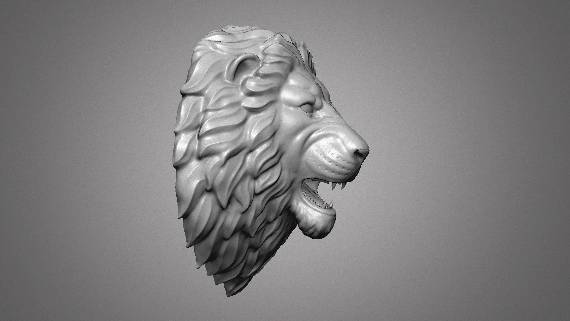 lion head sculpture 3D print model_4