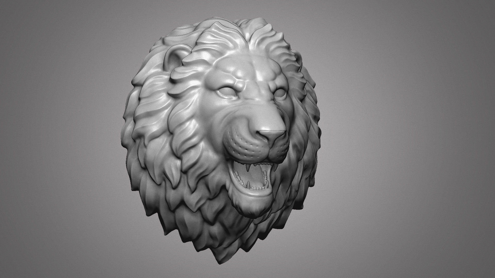 lion head sculpture 3D print model_5