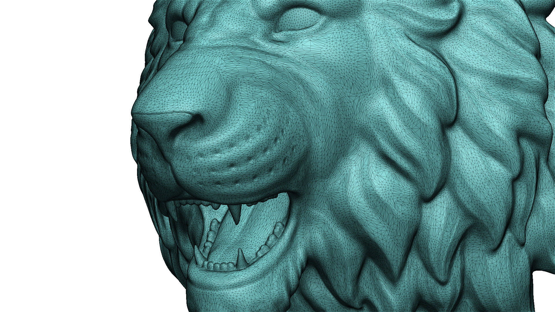 lion head sculpture 3D print model_10