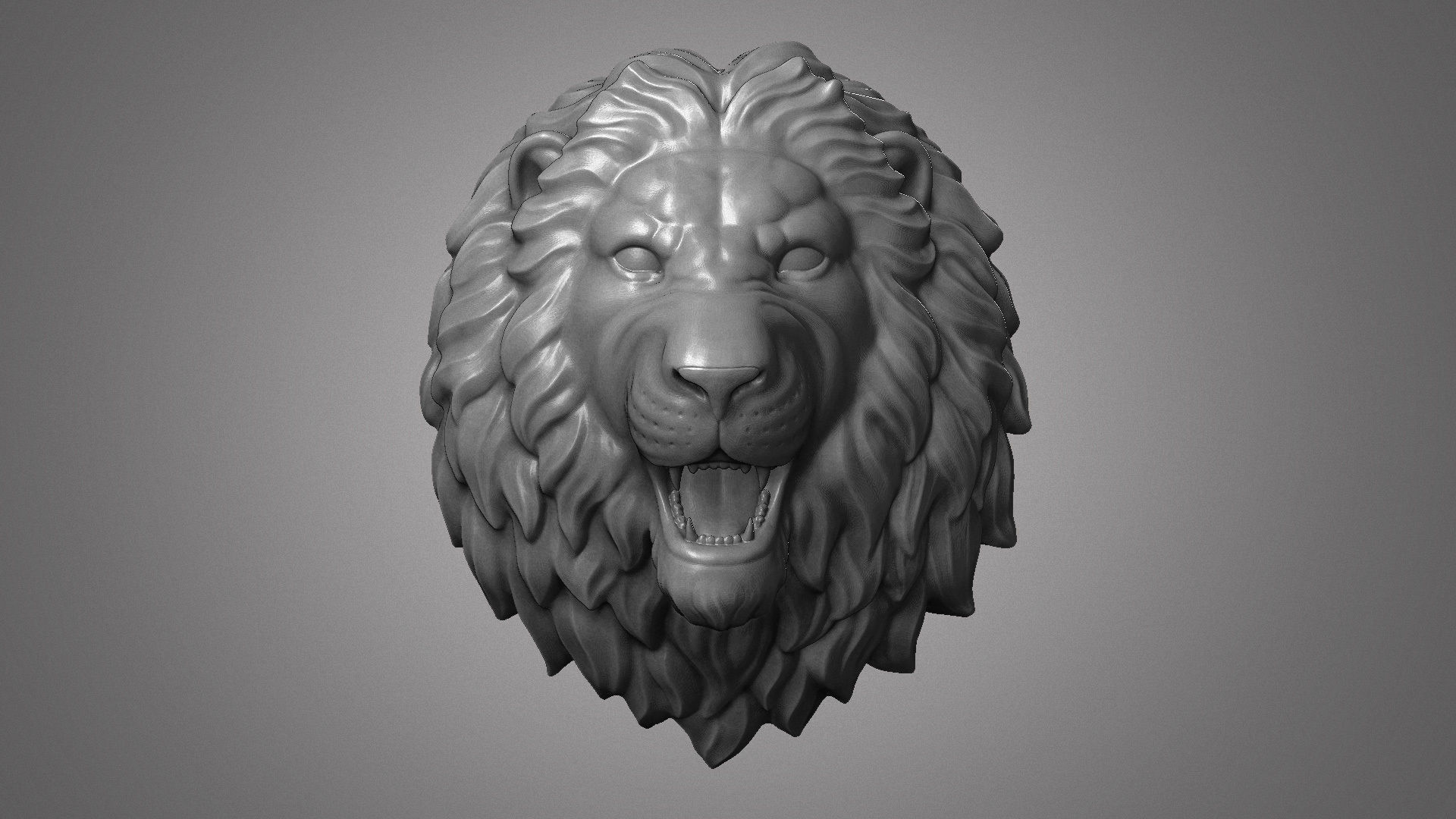 lion head sculpture 3D print model_7