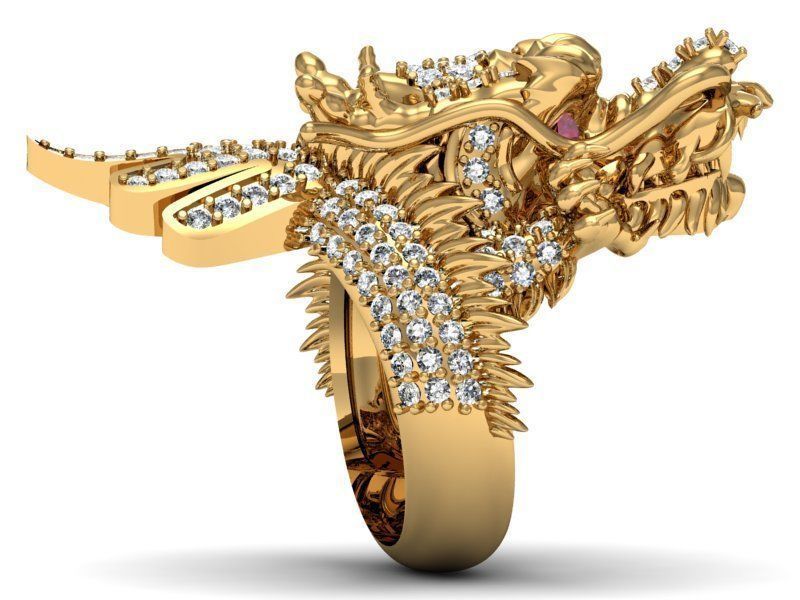 dragon ring gem 3D print model_1