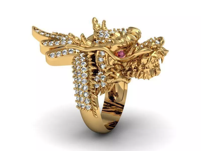 dragon ring gem 3D print model_0