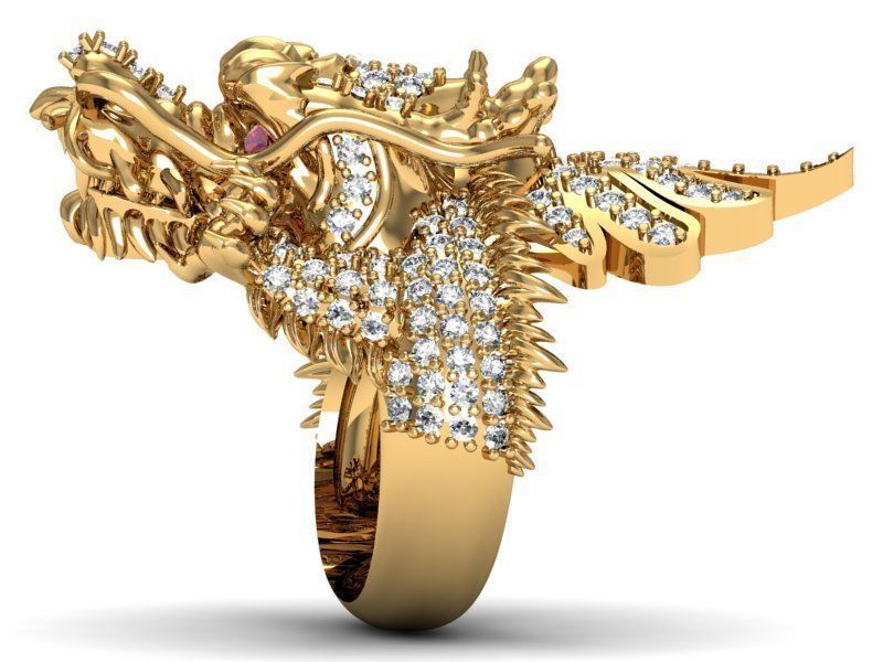 dragon ring gem 3D print model_2