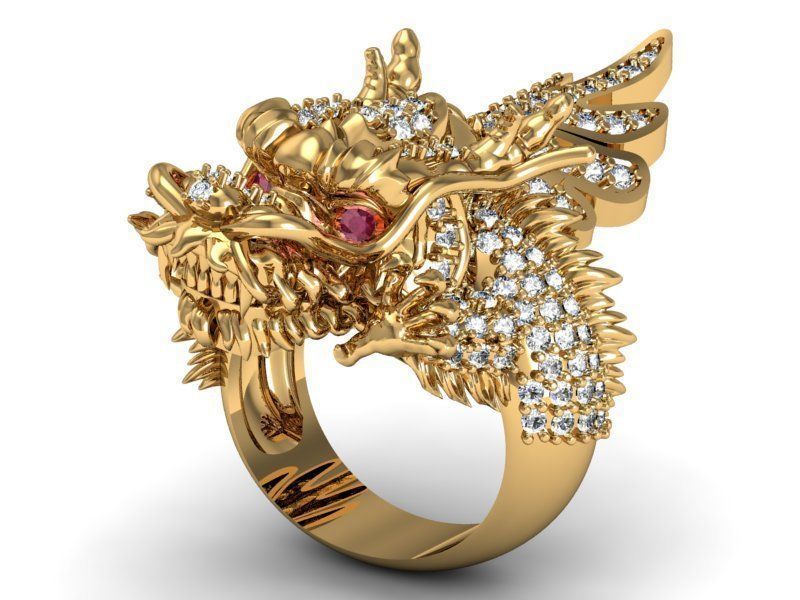 dragon ring gem 3D print model_3