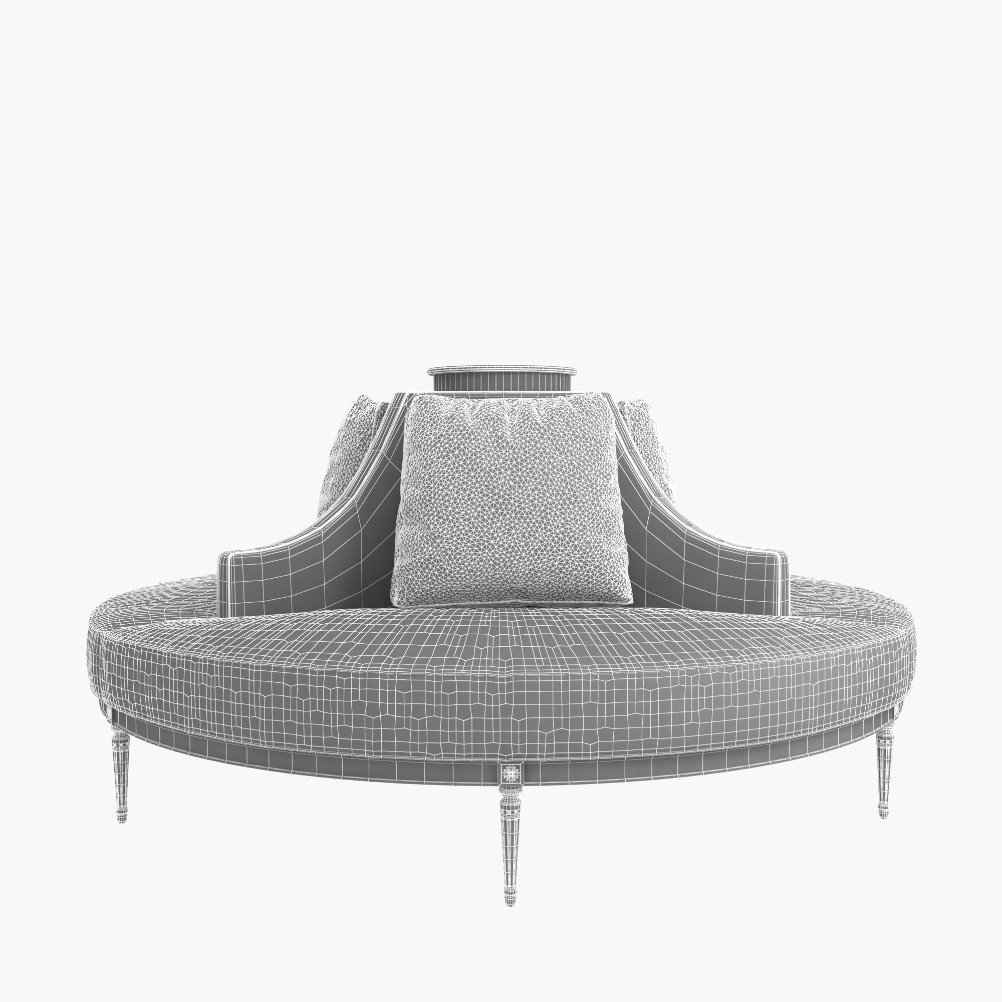 Custom Hand Made Center Round Settee Banquette Sofa 3D model_7