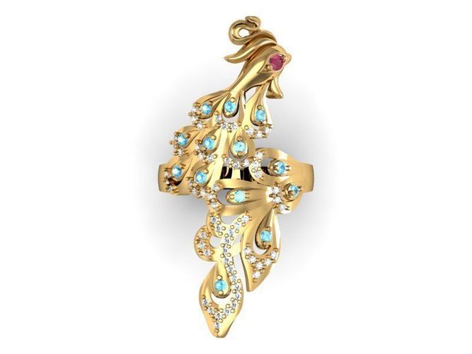 peacock ring for woman 3D print model
