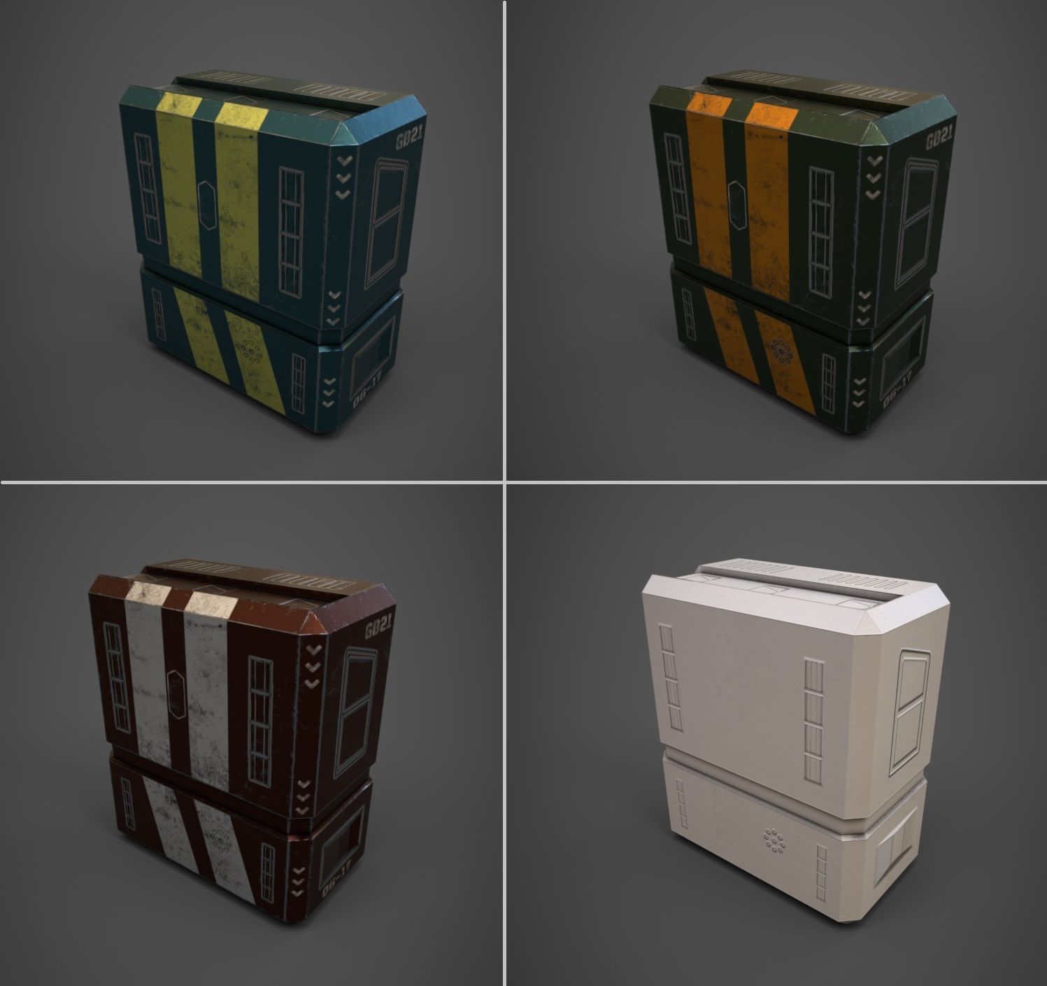 3D Sci-fi containers pack  Low-poly 3D model_7