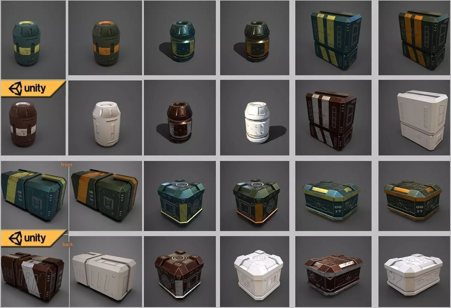 3D Sci-fi containers pack  Low-poly 3D model_0