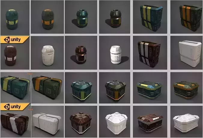 3D Sci-fi containers pack  Low-poly 3D model