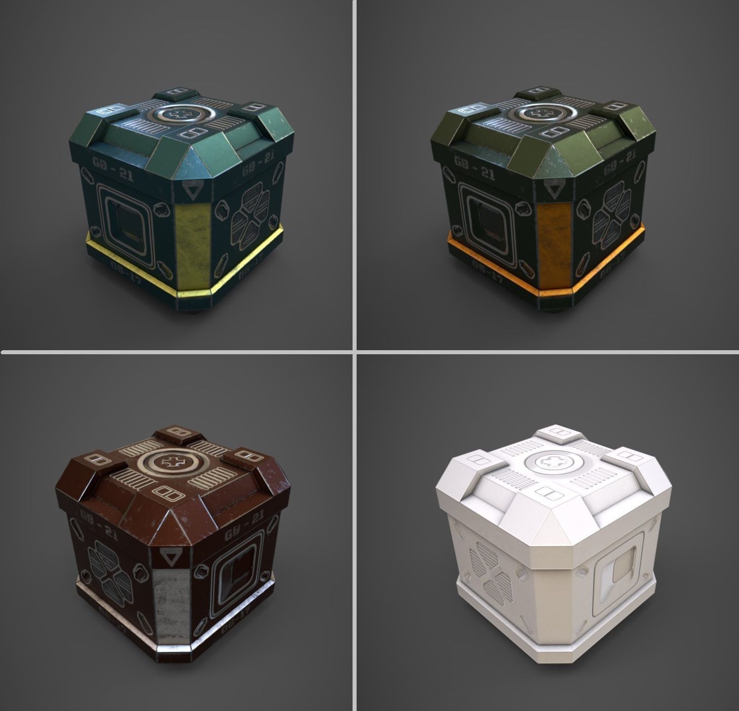 3D Sci-fi containers pack  Low-poly 3D model_10