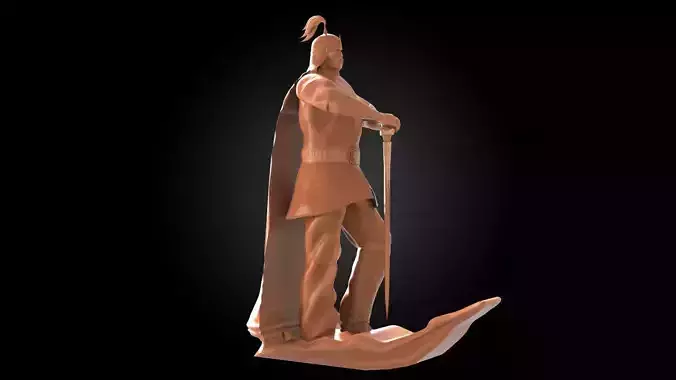 Manas statue of man on sled 3D print model