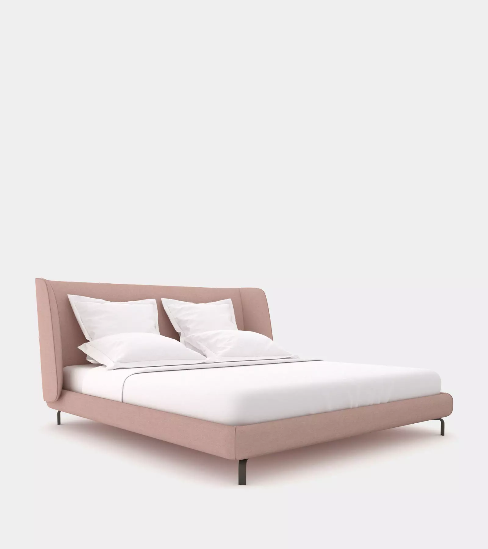 Bed with round headboard 3D model_0