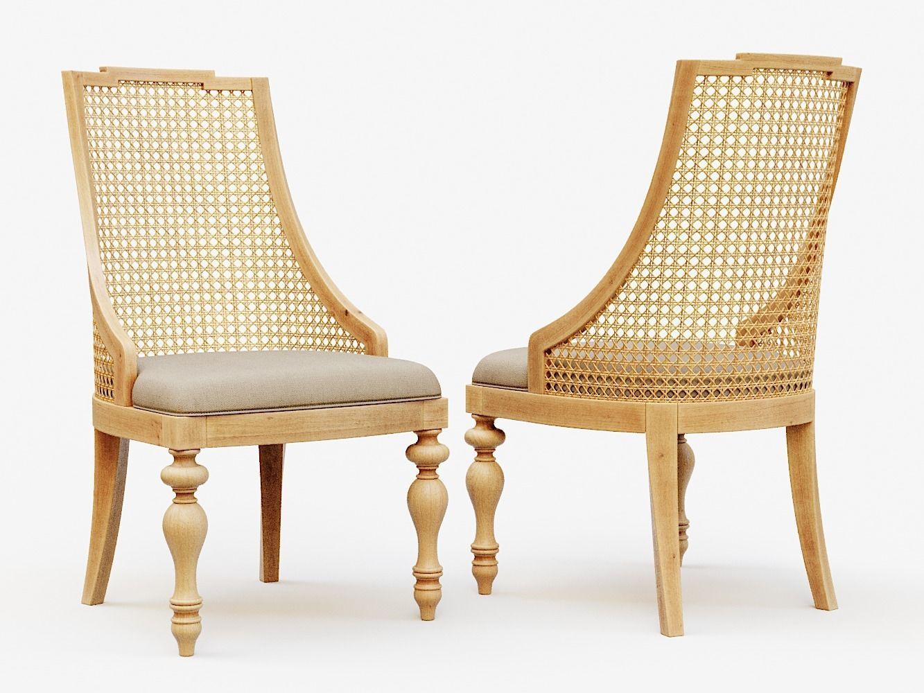 Cane Back Chair PBR 3D model CGTrader