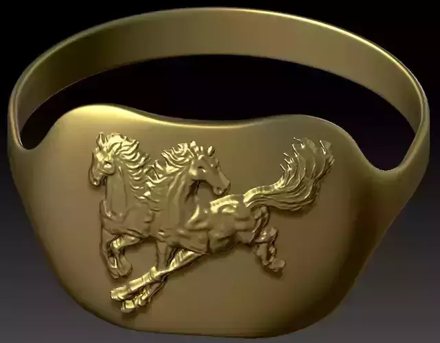 Ring with the drawing of a horse 3D print model