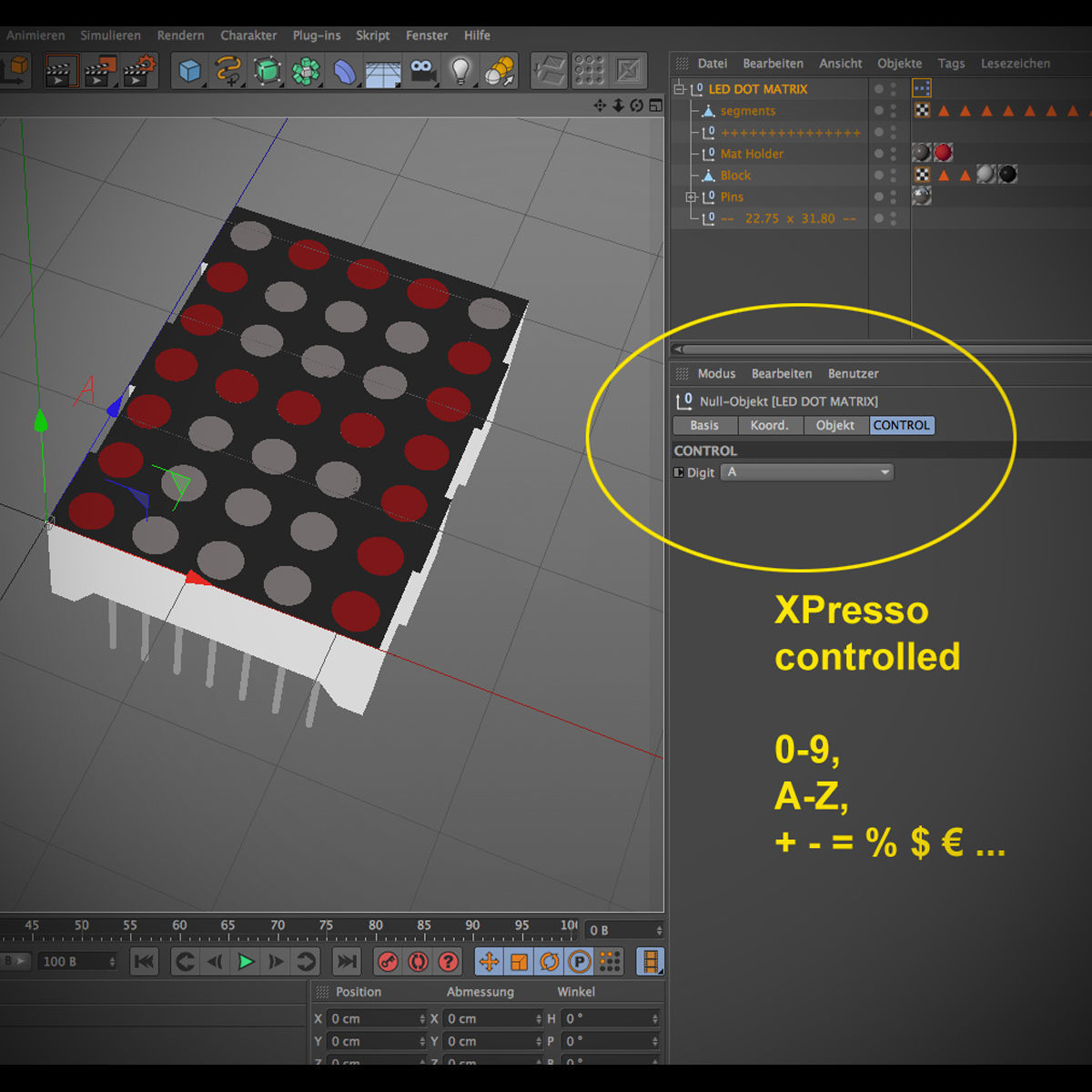 LED Dot Matrix Display - XPresso controlled 3D model_9