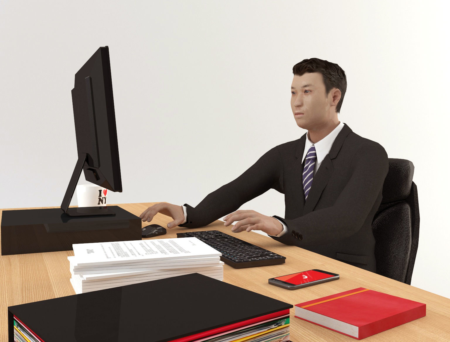 Office Scene 1 Low-poly 3D model_5