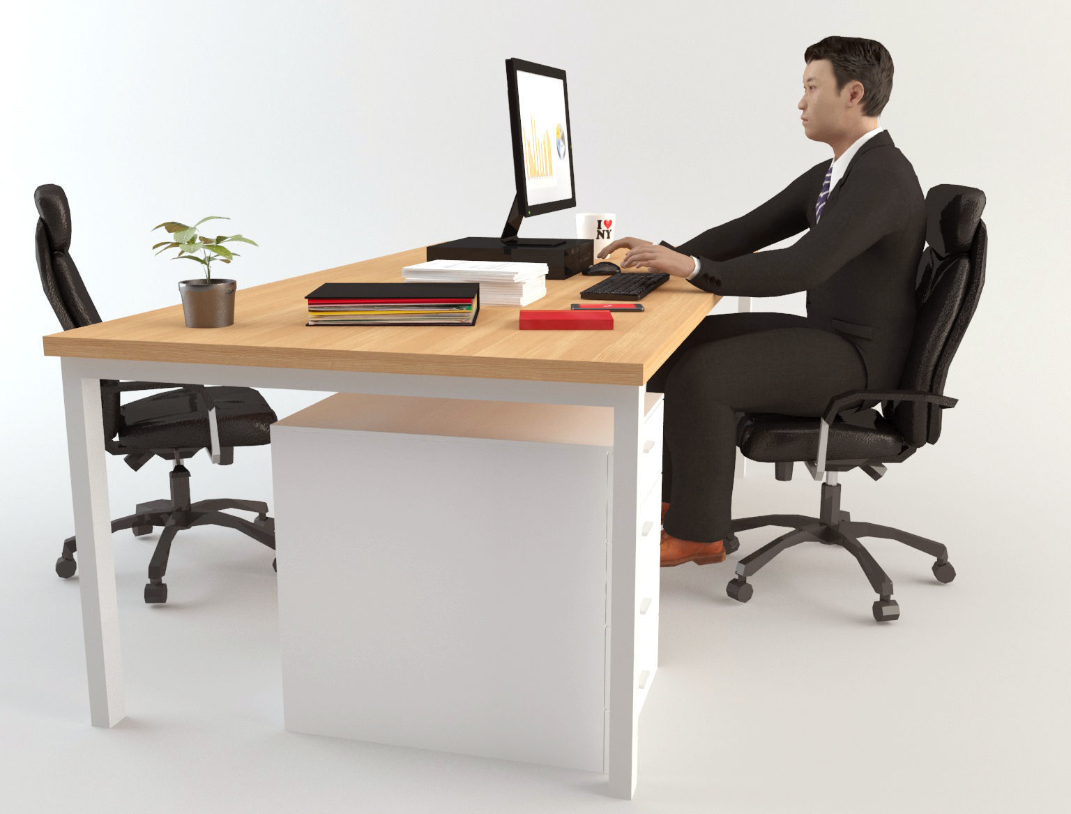 Office Scene 1 Low-poly 3D model_1